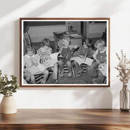 Children Reading Picture Books in Santa Clara Utah 1940
