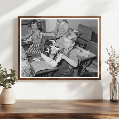 Grade School Pupil Cutting Out October 1940 Utah Image