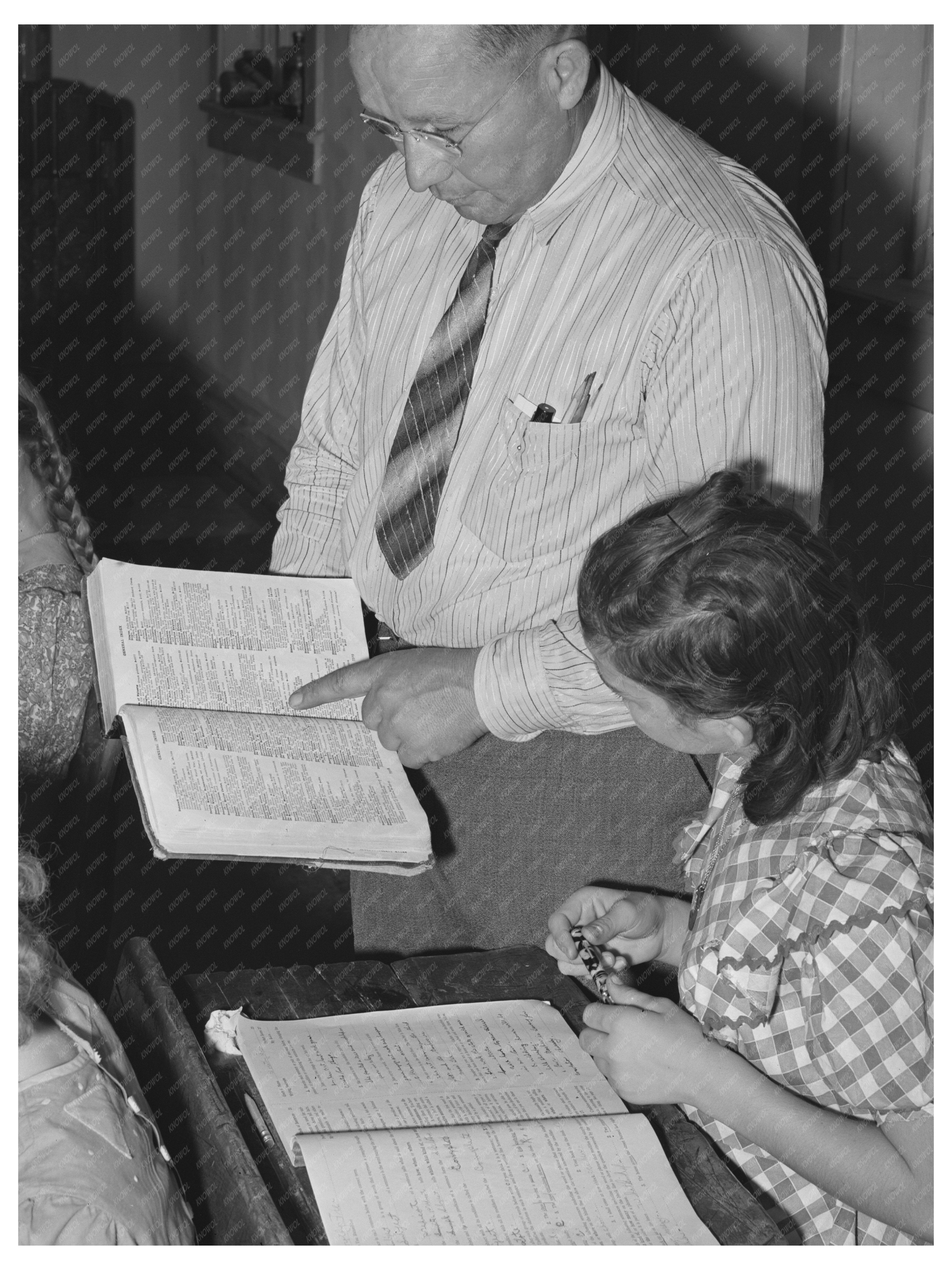 School Teacher Assists Student in Santa Clara Utah 1940