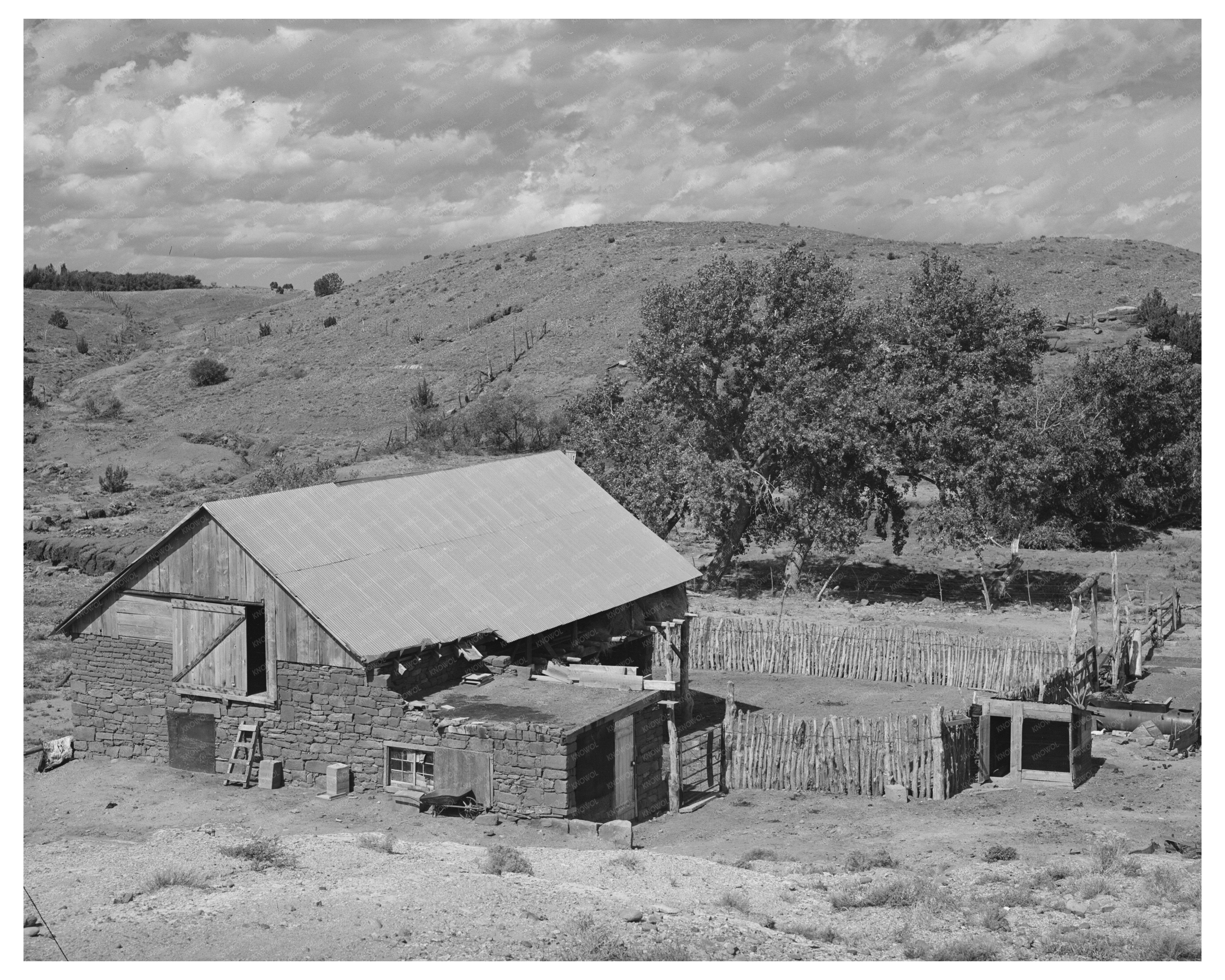 Spanish Farmer Barn and Corral Concho Arizona 1940
