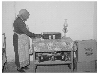 Woman Arranging Items in Concho Arizona 1940