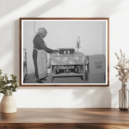 Woman Arranging Items in Concho Arizona 1940