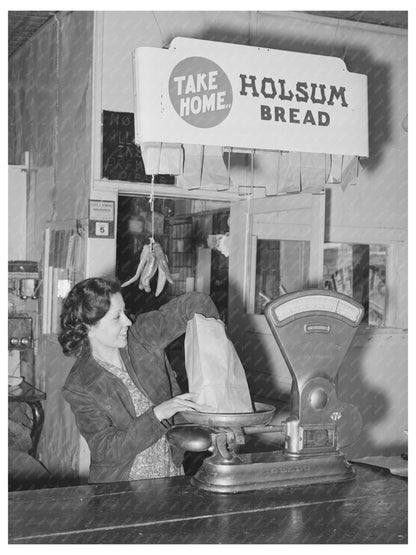 Grocery Clerk Weighs Potatoes in Concho Arizona 1940