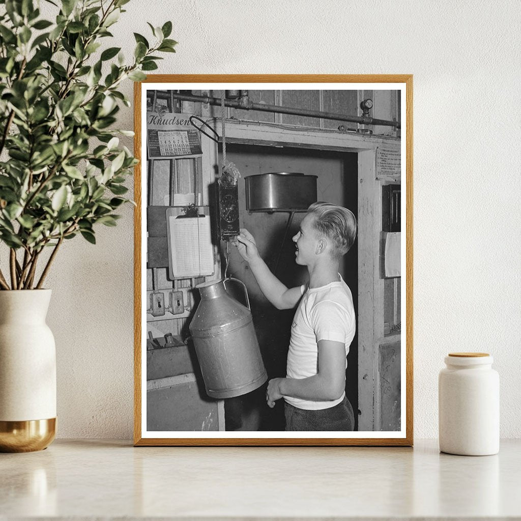 Young Boy Weighing Milk at Mineral King Farm 1940