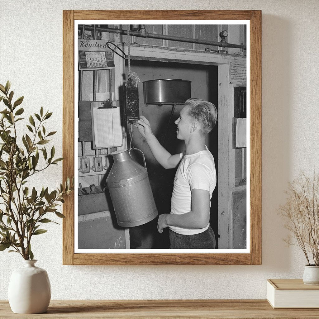 Young Boy Weighing Milk at Mineral King Farm 1940