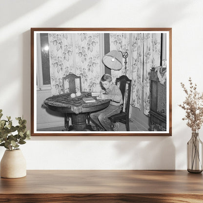 Son of Mr. Schmidt Doing Homework Tulare County 1940