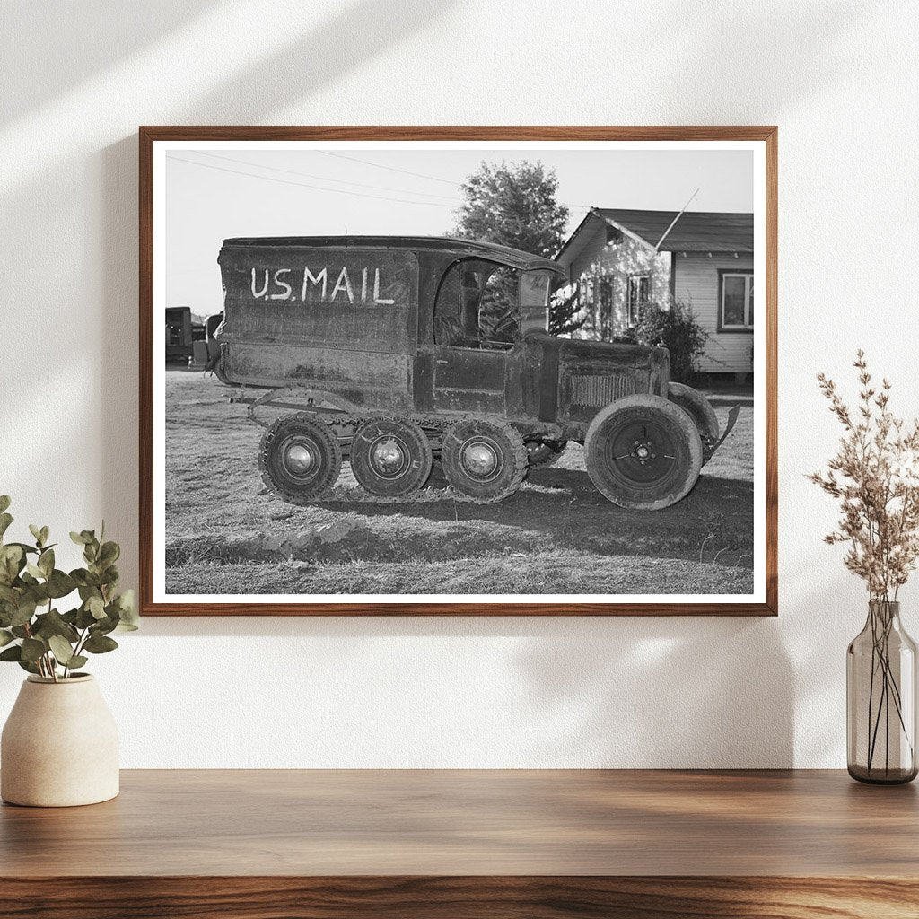 U.S. Mail Truck in Snowy Nevada County California 1940