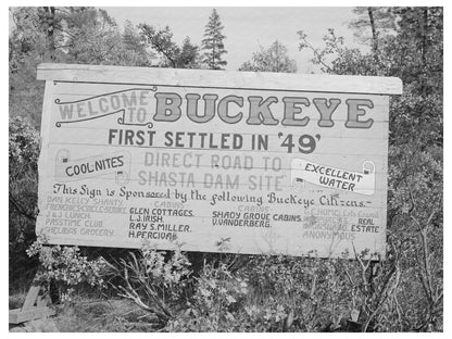 Buckeye City Limits Sign Shasta County California 1940