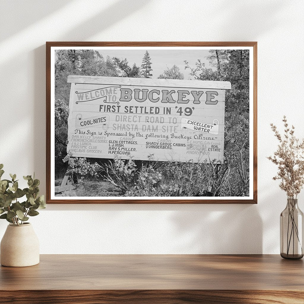 Buckeye City Limits Sign Shasta County California 1940