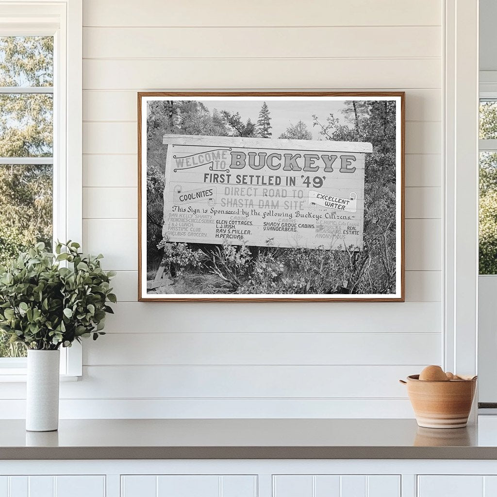 Buckeye City Limits Sign Shasta County California 1940