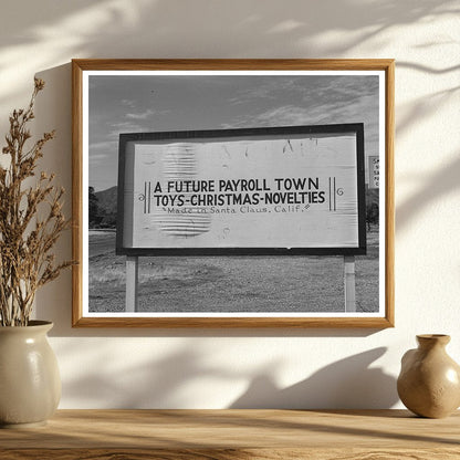 Santa Claus California Sign November 1940 Vintage Photo