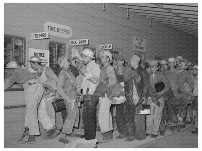 1940 Construction Workers Receiving Pay at Shasta Dam