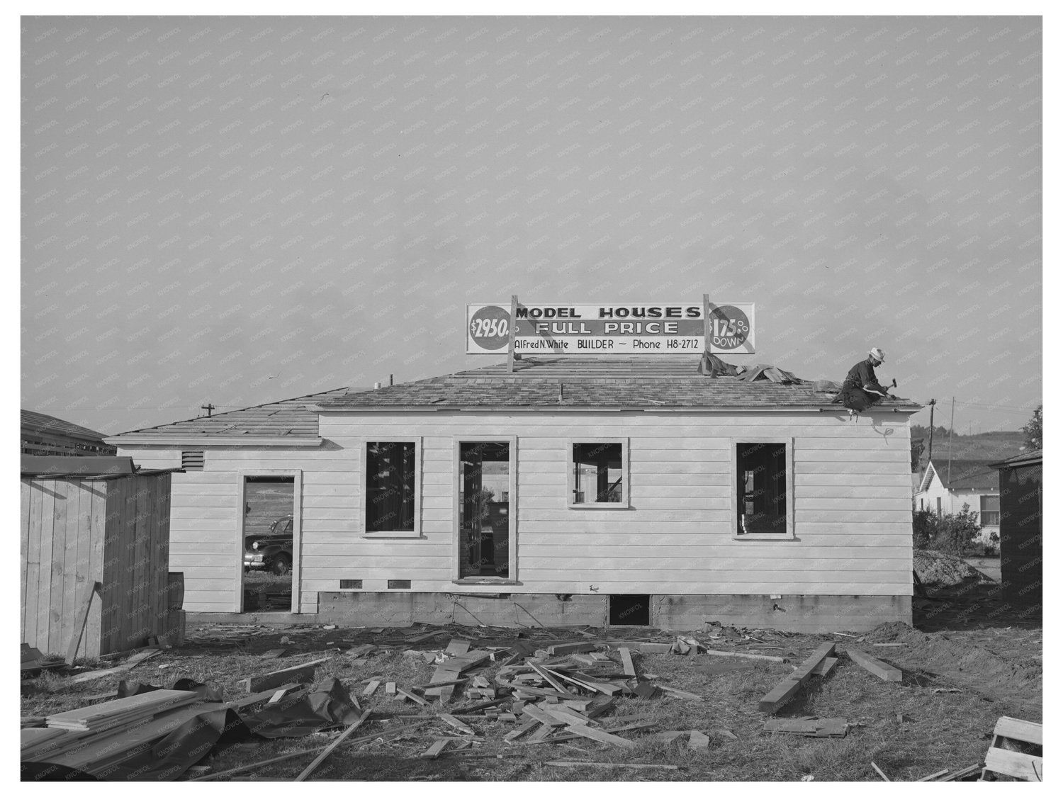 Roofing a House Under Construction Pacific Beach 1940