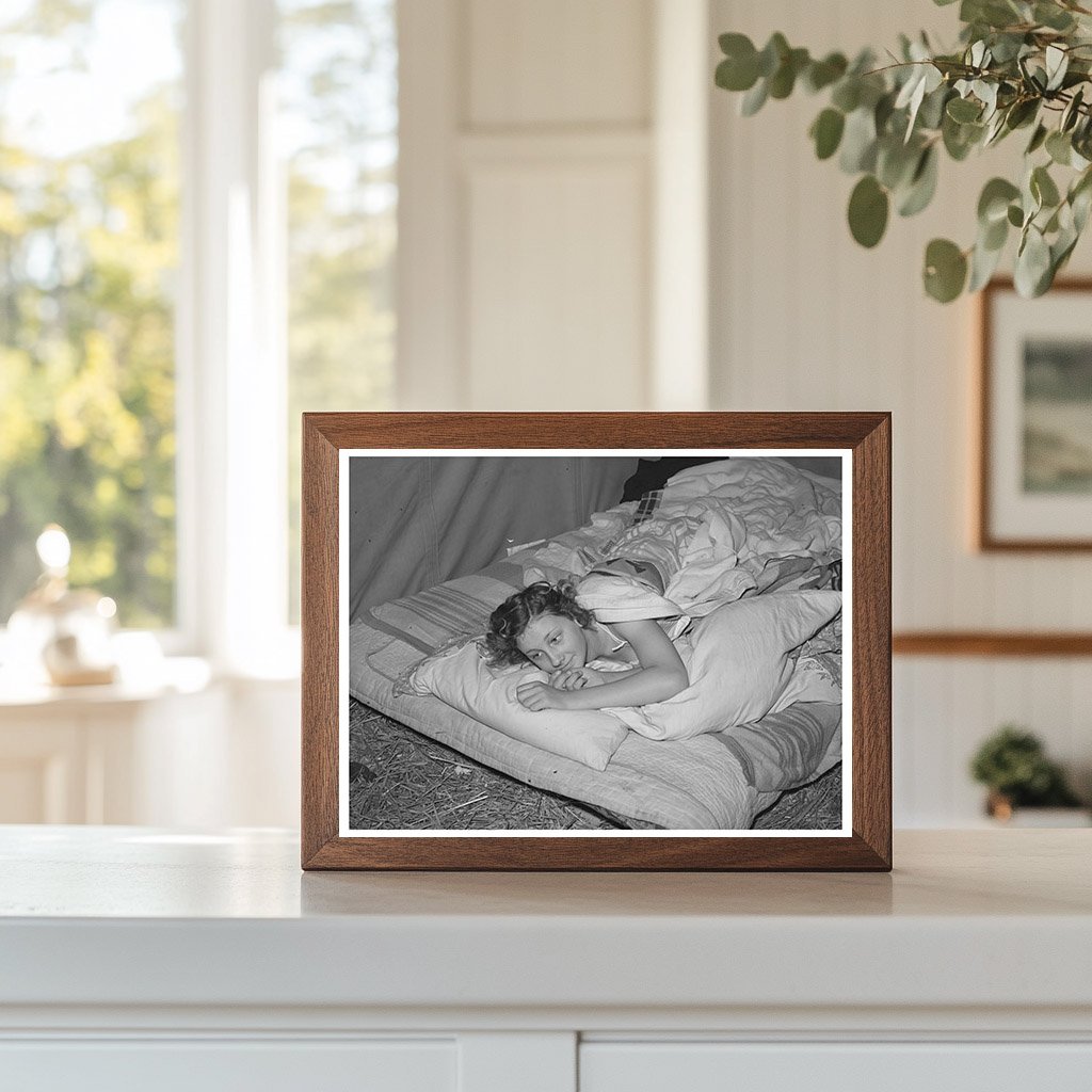 1940 Vintage Photo of Carpenters Daughter in Tent Home