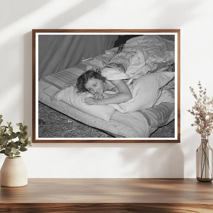 1940 Vintage Photo of Carpenters Daughter in Tent Home