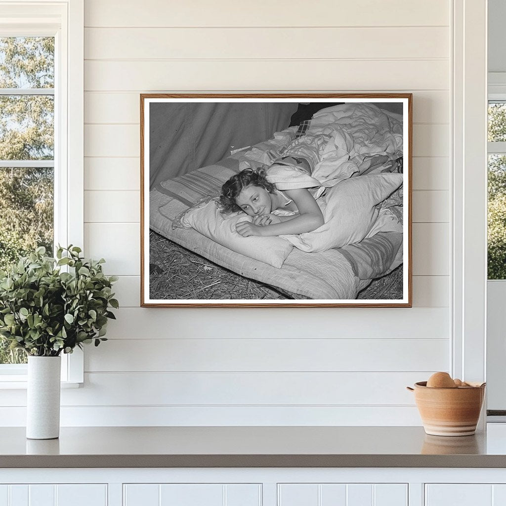 1940 Vintage Photo of Carpenters Daughter in Tent Home