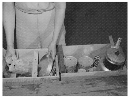 Carpenters Wife Unpacking Groceries in 1940 California