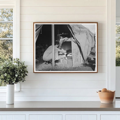 Carpenters Wife Organizing Tent Closet December 1940 California