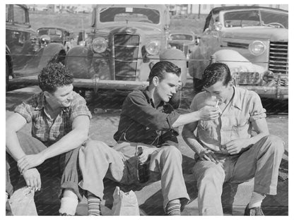 Workmen Lunch Break at Consolidated Airplane Factory 1940