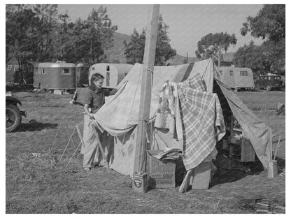 Vintage 1940 Blanket Drying in Pacific Beach California