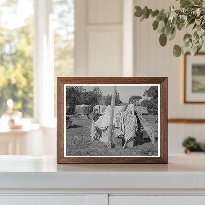 Vintage 1940 Blanket Drying in Pacific Beach California