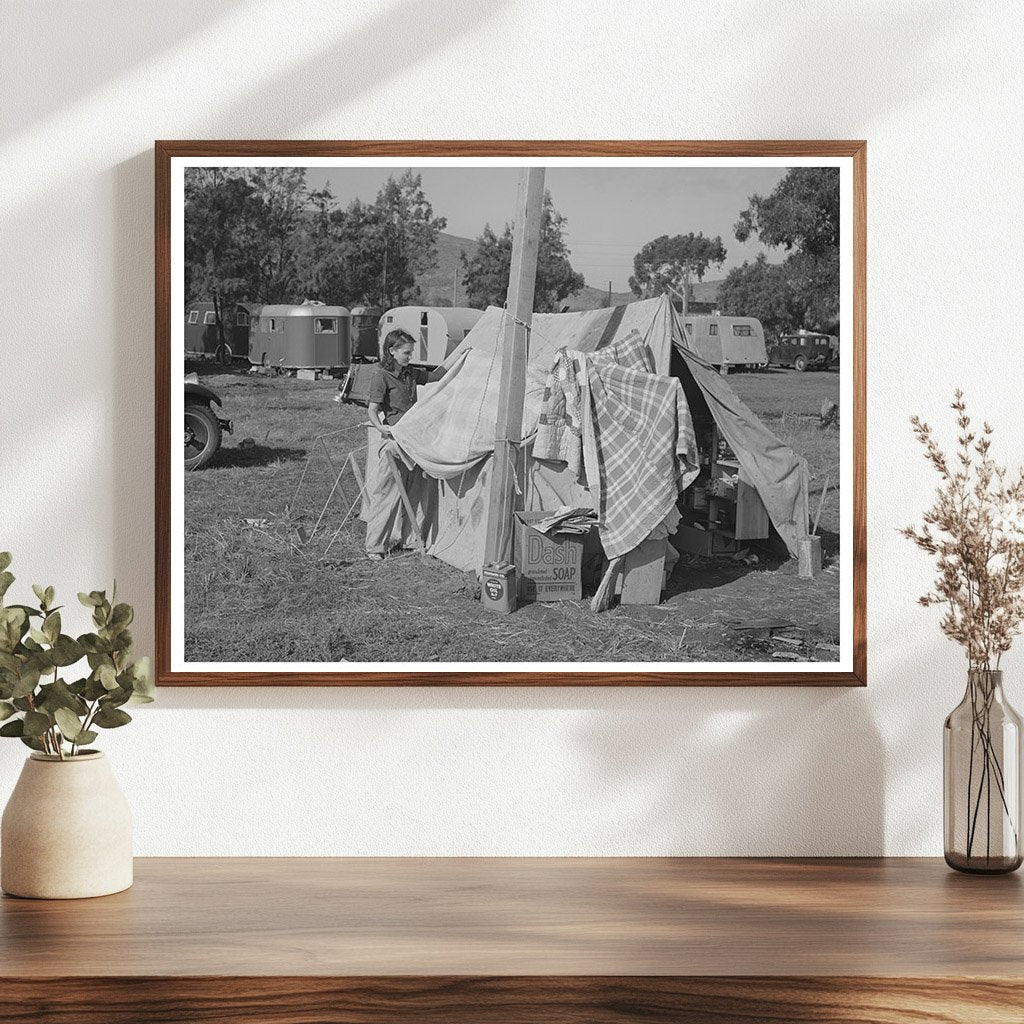Vintage 1940 Blanket Drying in Pacific Beach California
