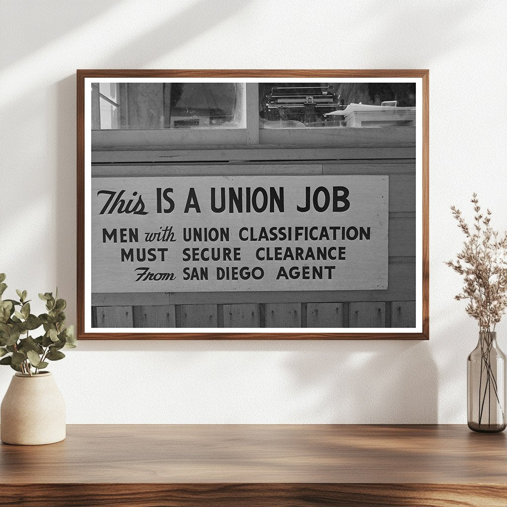 Union Sign at San Diego Coast Artillery December 1940