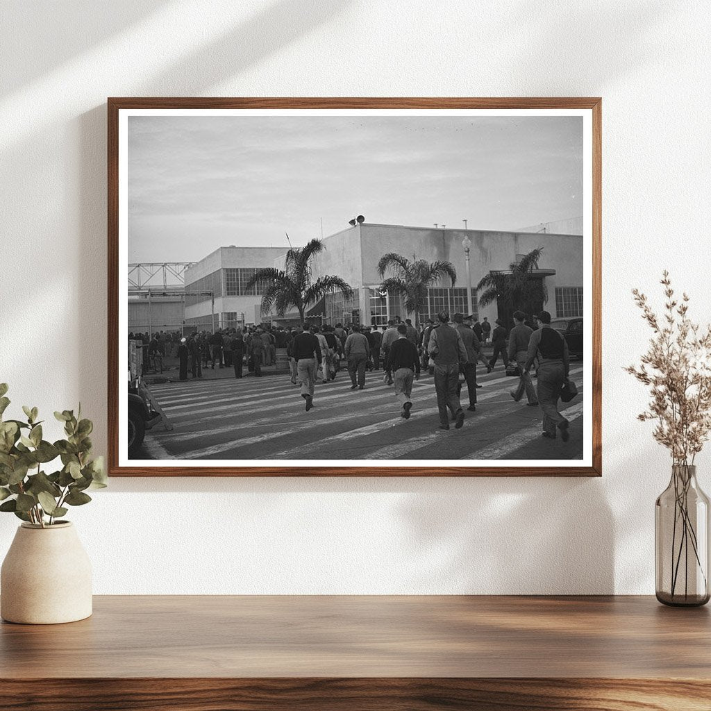 Workmen Arriving at Consolidated Aircraft December 1940