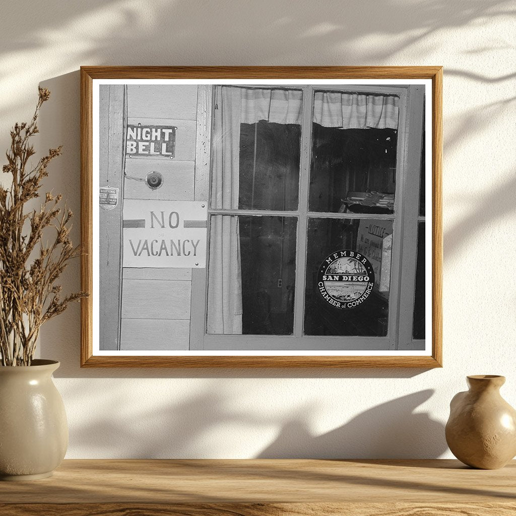 No Vacancy Sign San Diego Tourist Court December 1940