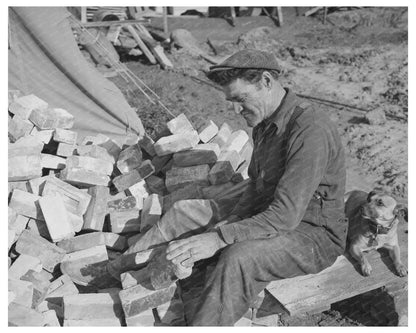 Man Building Trailer Court in San Diego December 1940