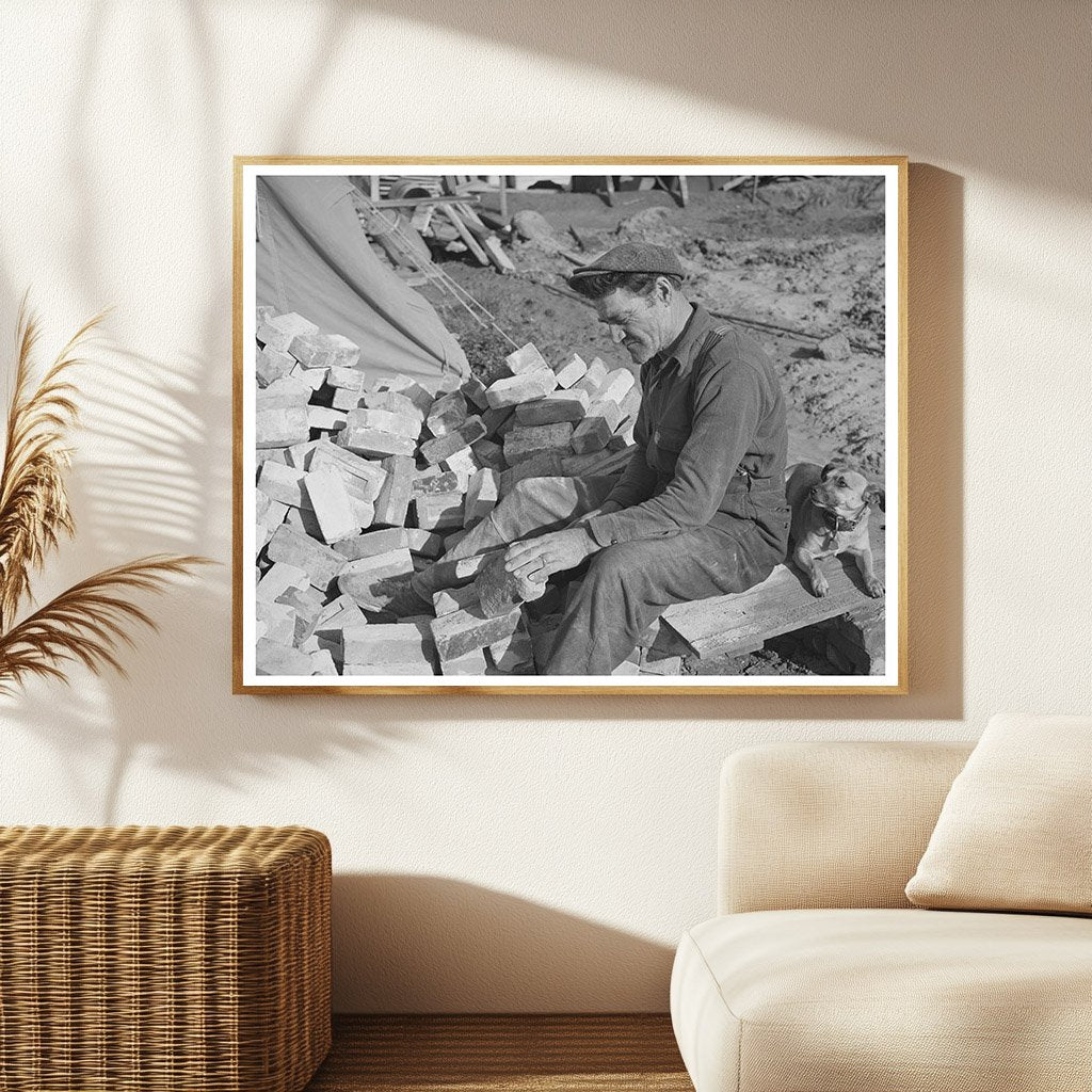 Man Building Trailer Court in San Diego December 1940