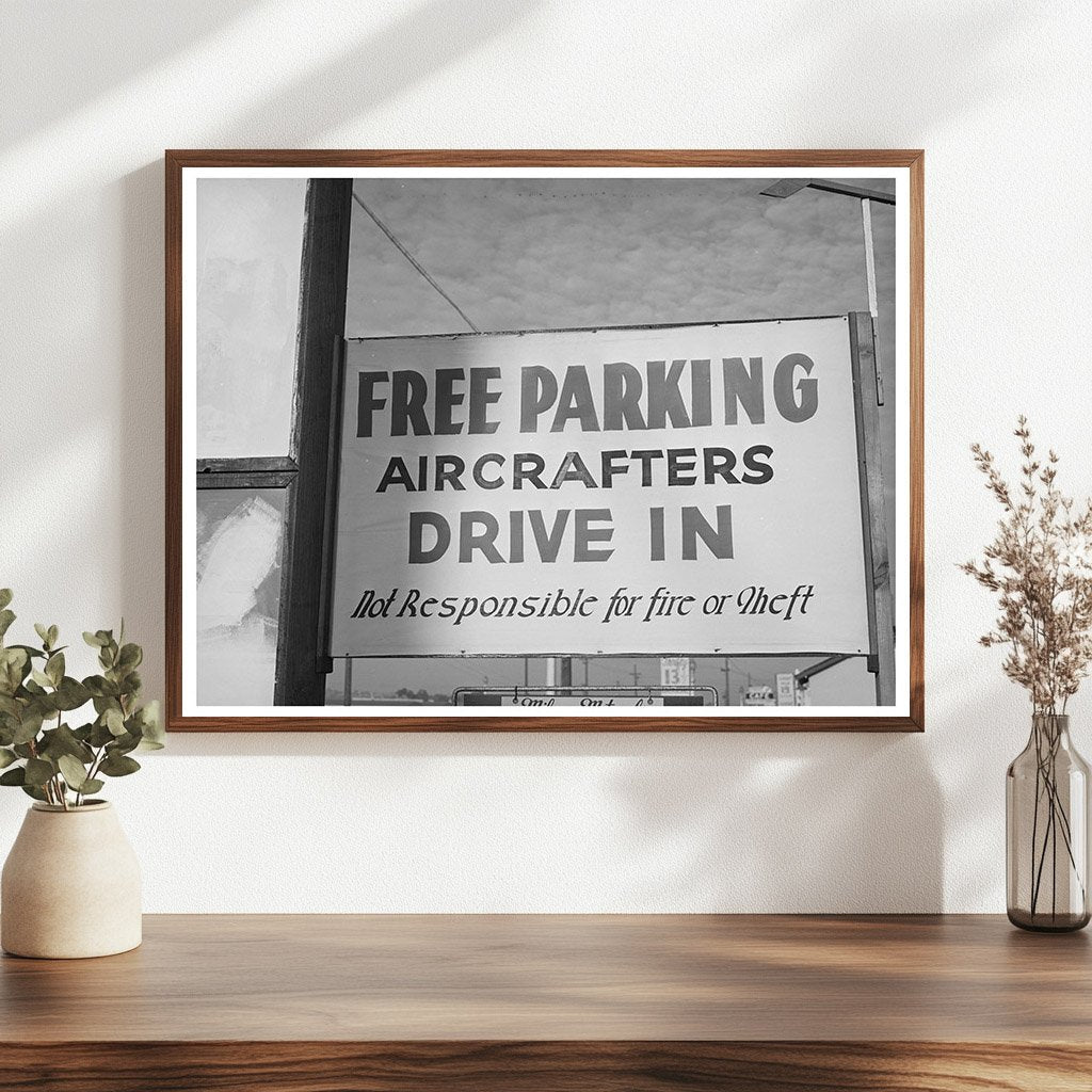 1940 Free Parking Sign for Aircraft Employees San Diego