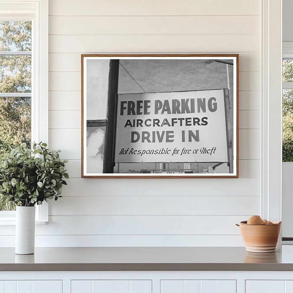 1940 Free Parking Sign for Aircraft Employees San Diego