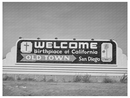 San Diego Welcome Sign Vintage Image December 1940