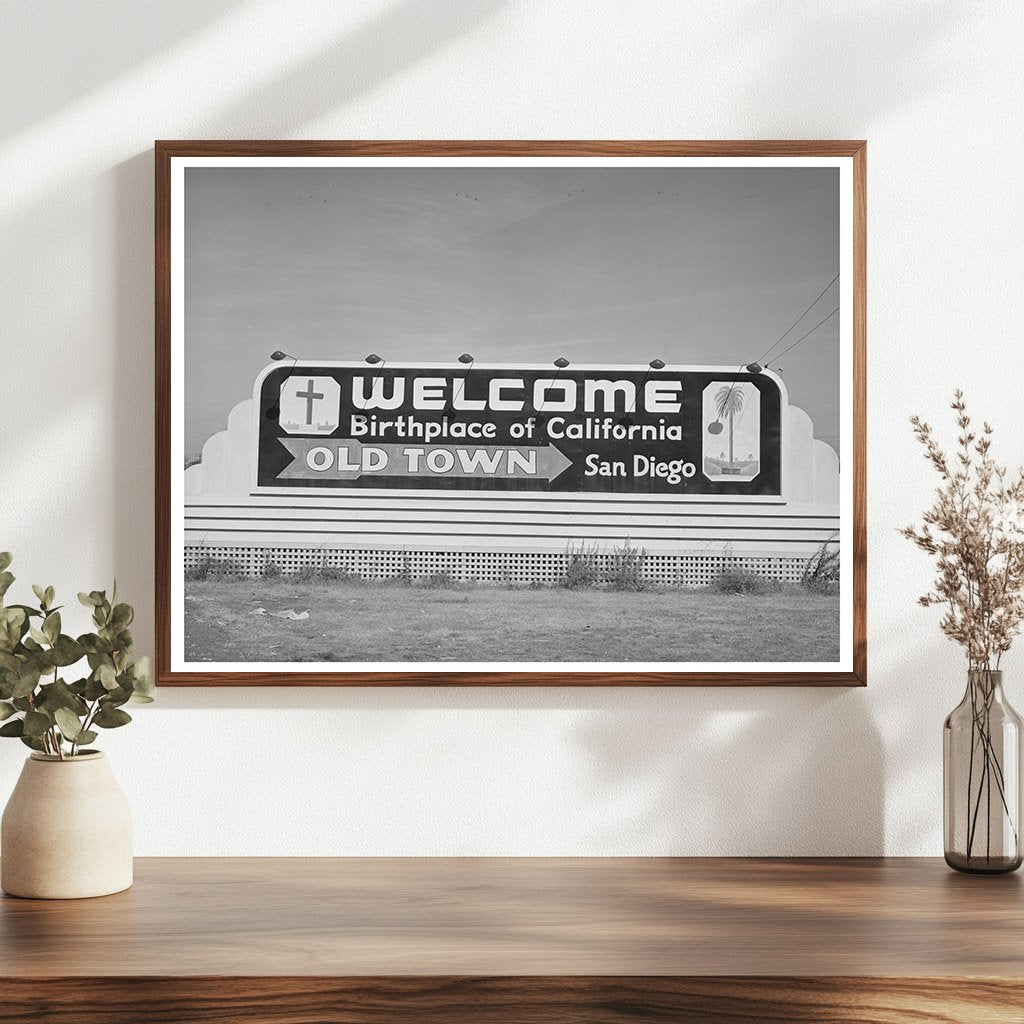 San Diego Welcome Sign Vintage Image December 1940
