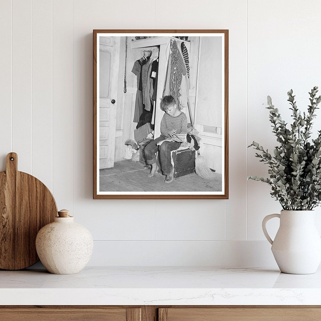 Boy Reading Comics in Corpus Christi Texas 1940