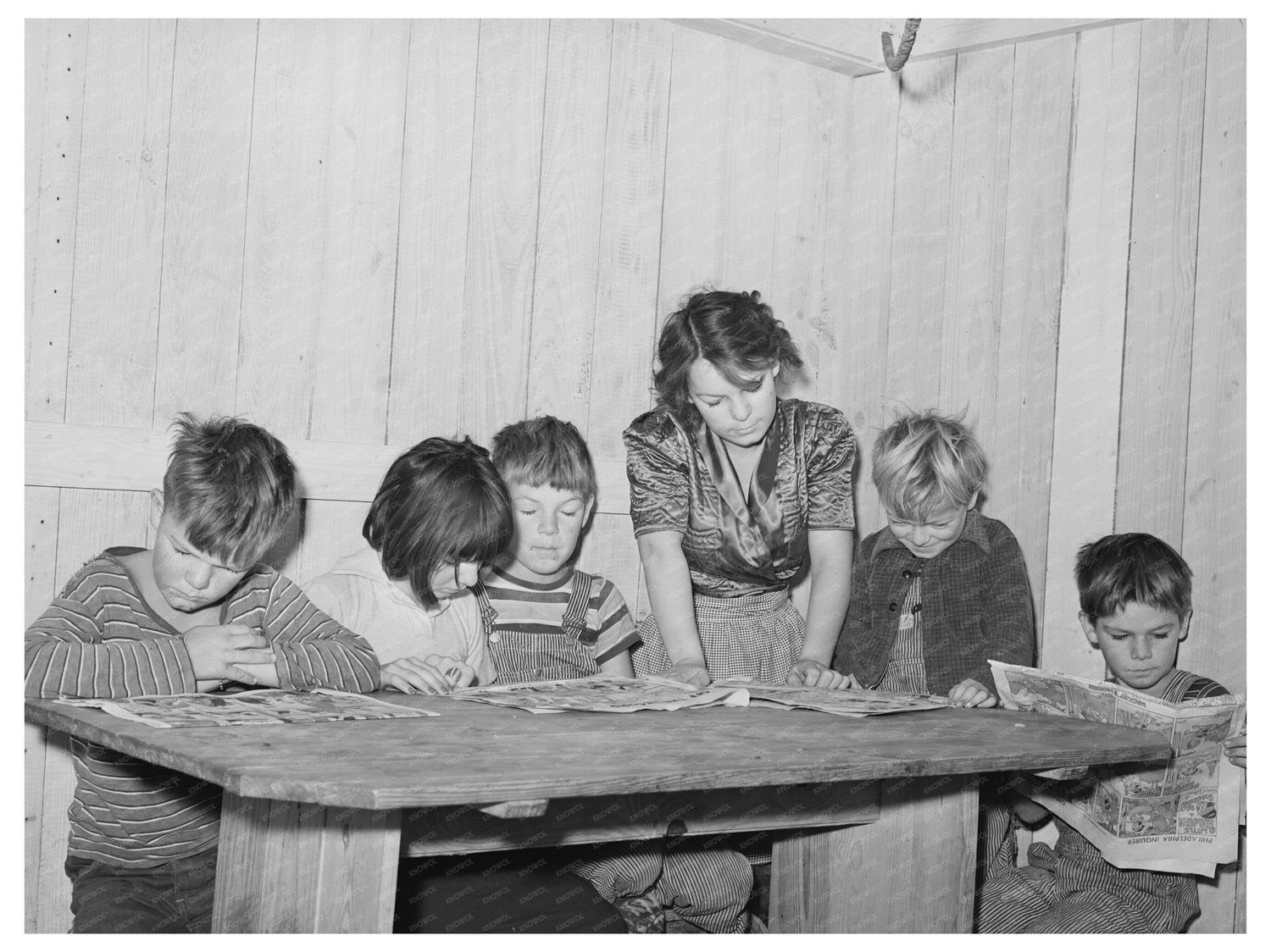 Children Reading Funny Papers in Corpus Christi 1944