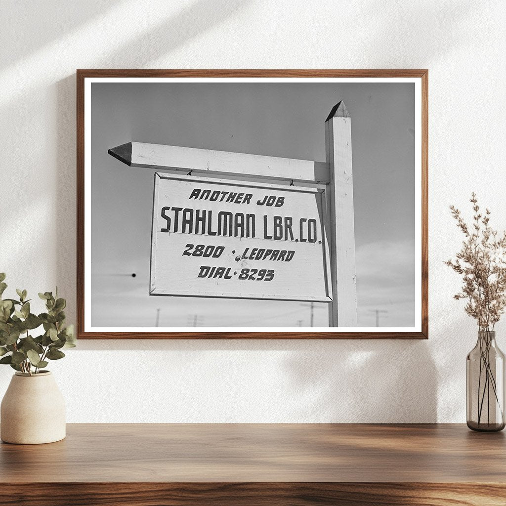Corpus Christi Lumber Company Sign December 1940