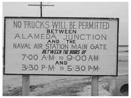 Traffic Sign at Naval Air Base Construction Corpus Christi 1940