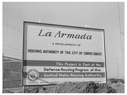 Wartime Housing Development Sign Corpus Christi Texas 1944