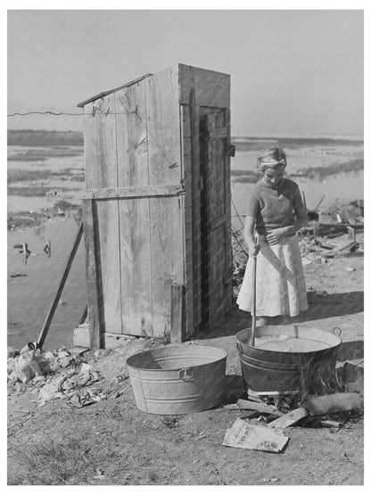 Daughter of Roofer Washing Clothes in Texas 1940