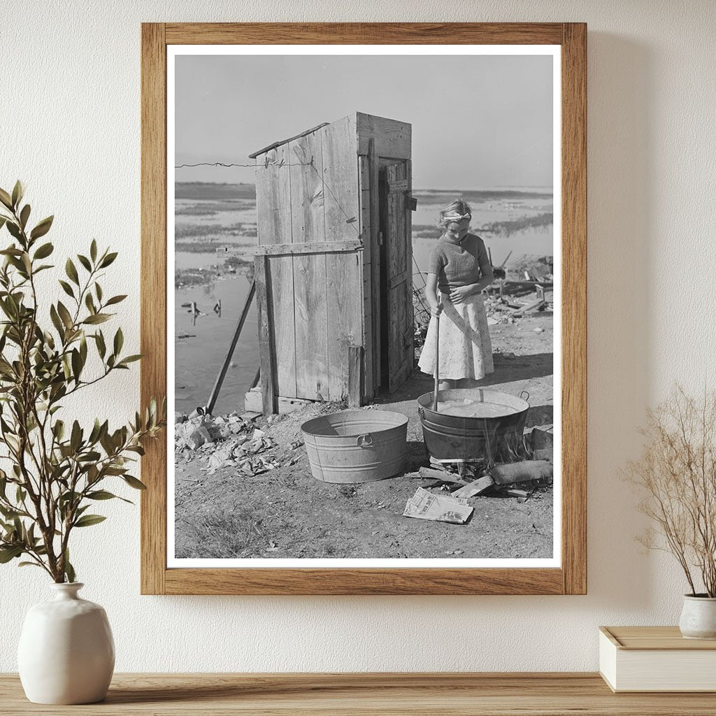 Daughter of Roofer Washing Clothes in Texas 1940