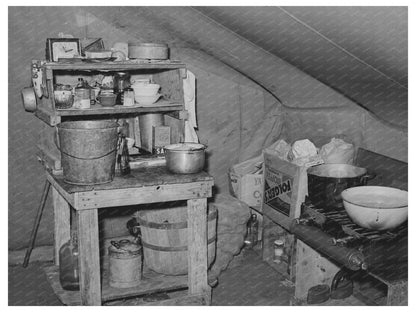 1940 Tent Home Interior of Roofer Family in Corpus Christi