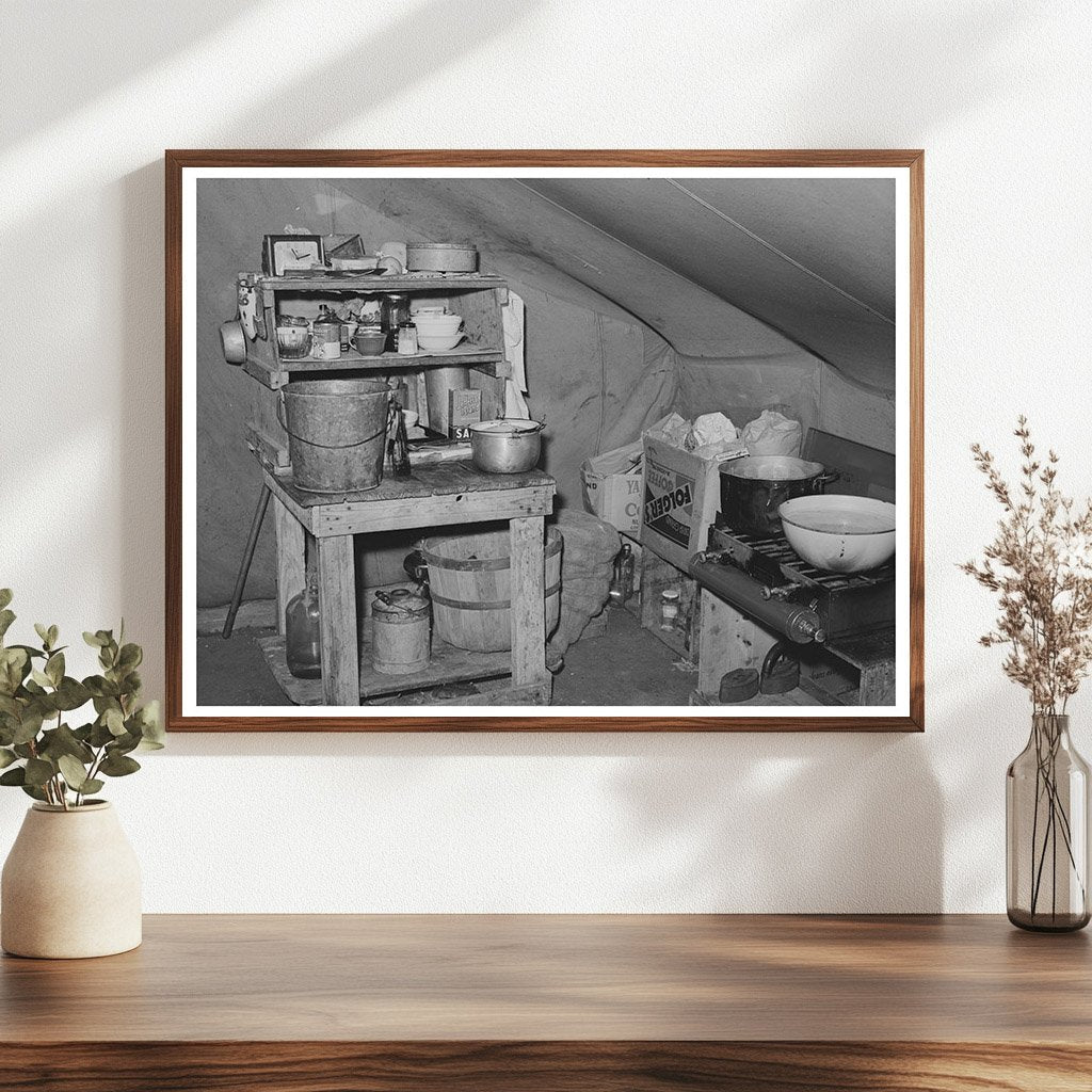 1940 Tent Home Interior of Roofer Family in Corpus Christi