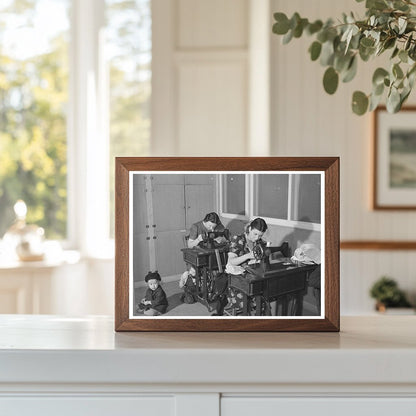 Wives of Farm Workers Sewing in Yuba City December 1940