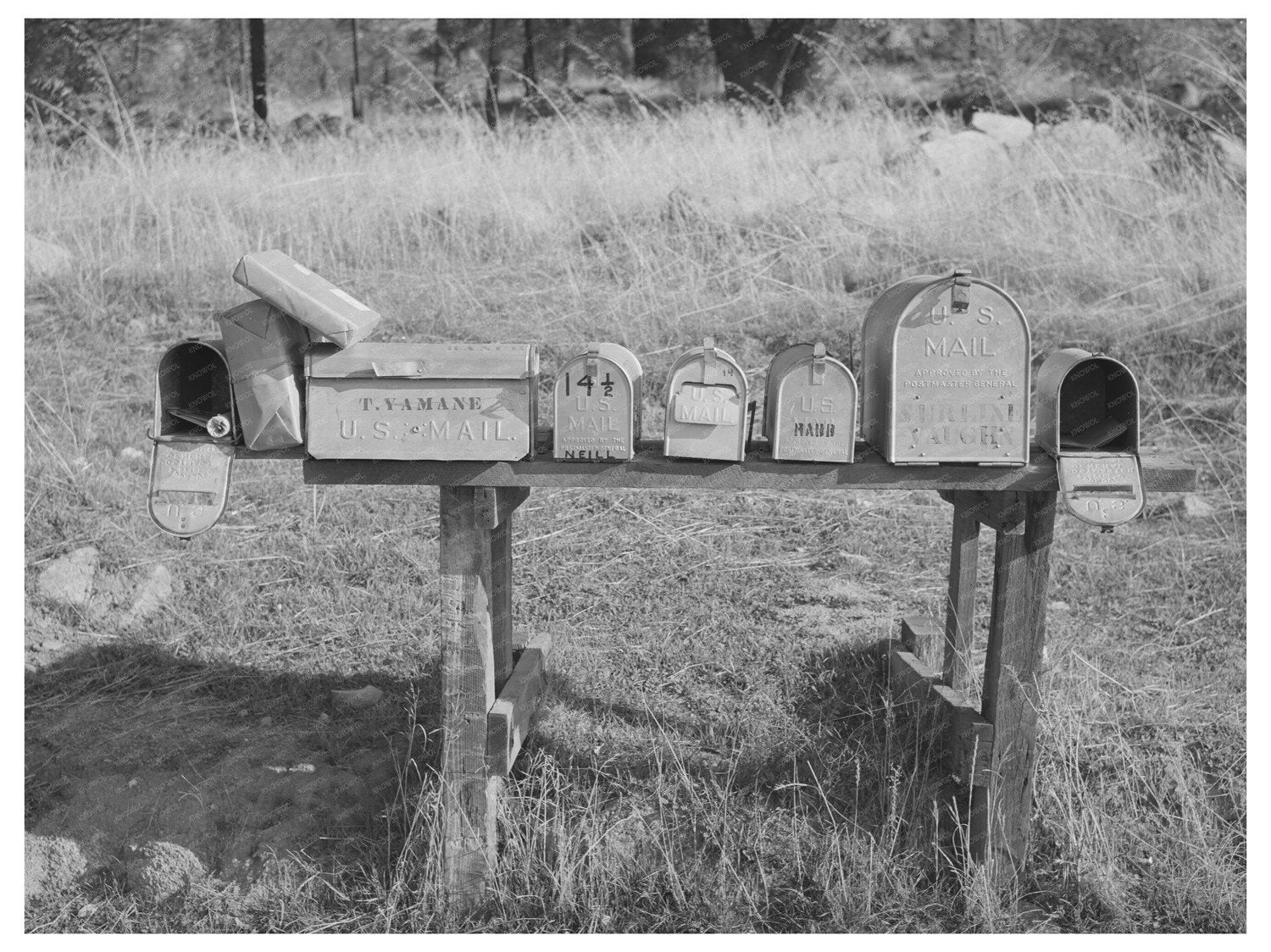 Vintage 1940 Auburn California Mailboxes and Farming Scene