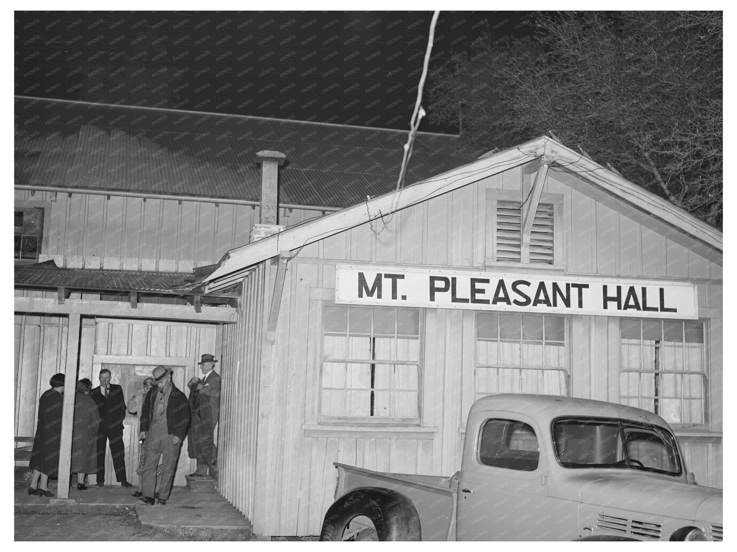 Farmers Leaving Night Meeting in Gold Hill California 1940