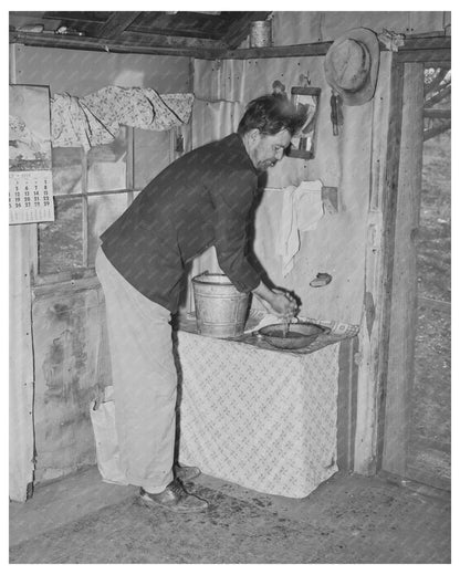 Farmer Washing Hands Placer County California December 1940