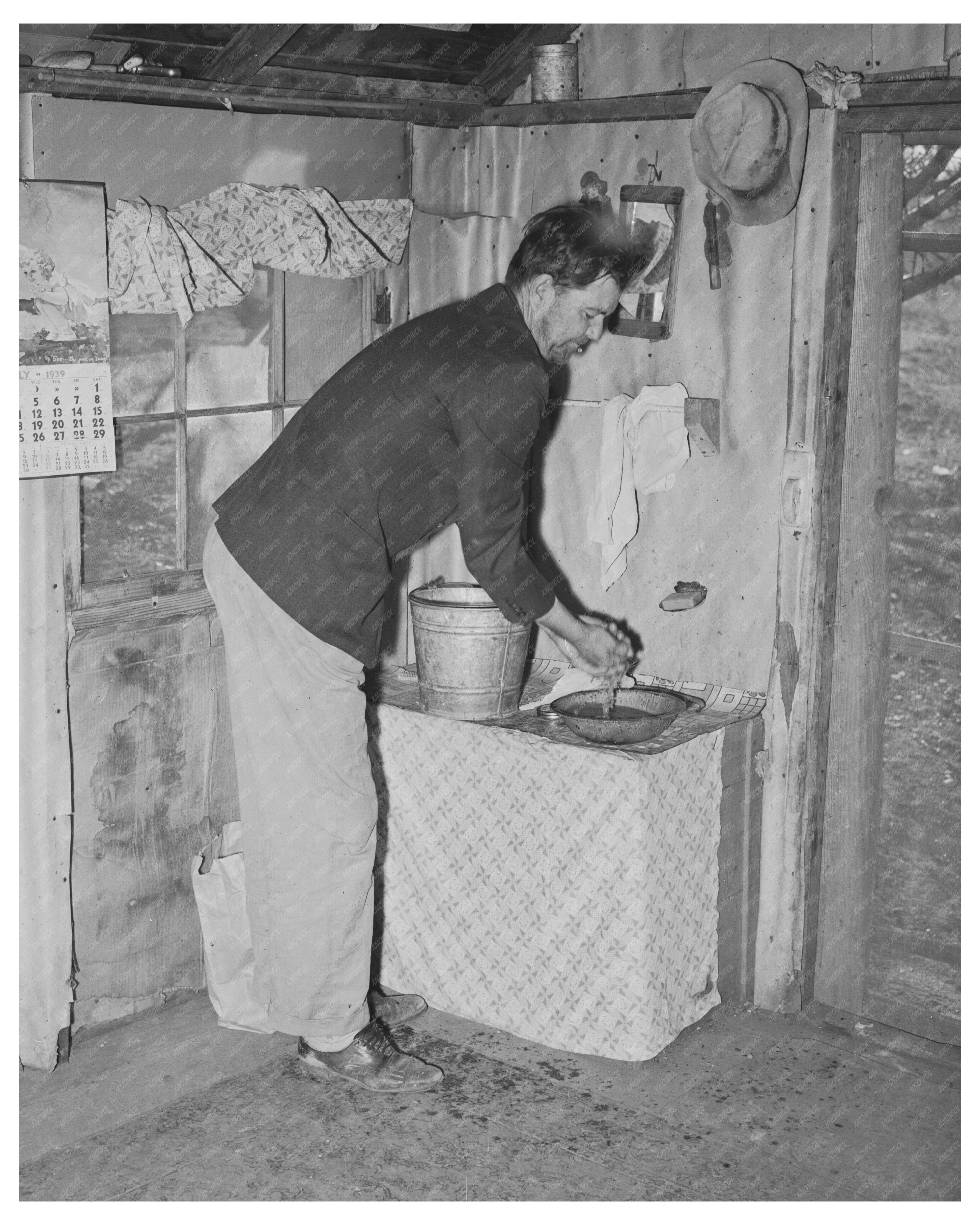 Farmer Washing Hands Placer County California December 1940
