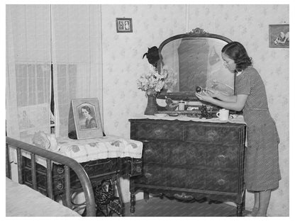 Fruit Farmers Wife in Bedroom Placer County California 1940